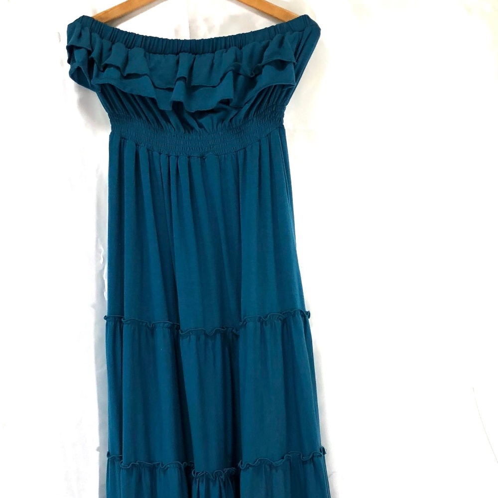 Pure Energy Strapless Tiered Maxi Dress Size 1